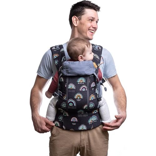 Beco 8 Baby Carrier from Newborn to Toddler (7-45lbs) - All in 1 Hybrid Front, Hip and Backpack Style Carrier with Breathable, Cooling Mesh - Boho Rainbow