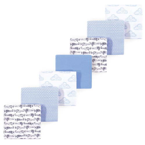 Luvable Friends Hudson Baby Flannel Receiving Blankets 7pk, Blue Airplanes