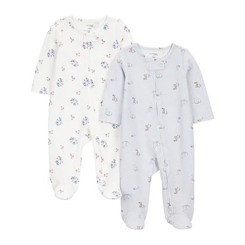 Simple Joys by Carter's baby-girls 2-way Zip Thermal Footed Sleep and Play, Pack of 2