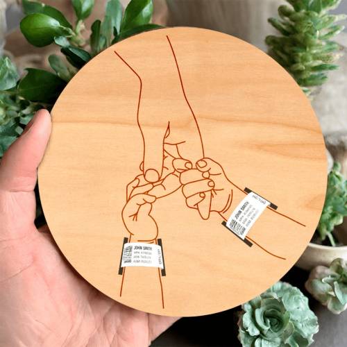 Newborn Twins Baby Birth Hospital Bracelet Wristband Holder Laser Cut Personalized Gift For Mothers Day Maternity Bracelet Engraved Keepsake