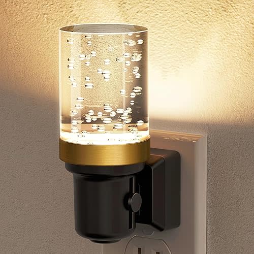 JandCase Night Light, Dimmable Night Lights Plug into Wall, Auto On/Off Light Sensor Nightlight, 3000K Warm White 0-100LM Brightness LED Night Light, Bathroom Night Light Hallway Bedroom Decoration