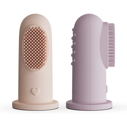 Moonkie Baby Toothbrush Finger Toothbrush Oral Cleaner Kit for 3 Months +, 2 Pcs (Blush/Pale Mauve)