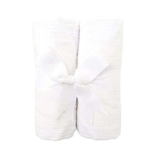 White Seersucker Stripe Burp Cloth Set