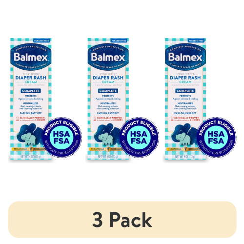 (3 pack) Balmex Complete Protection Baby Diaper Rash Cream with Zinc Oxide & Soothing Botanicals, 4 oz