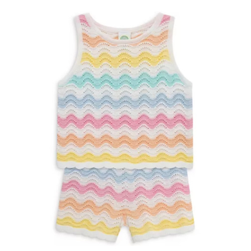 Girls' Wavy Pointelle Top & Shorts Set - Baby