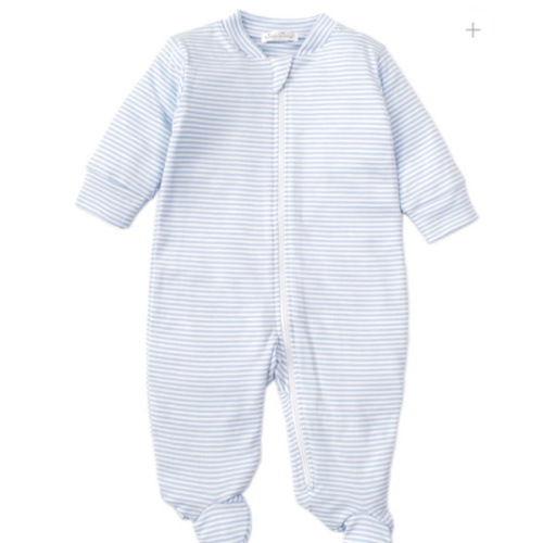 Simple Stripes Blue Pajama Zip Footie