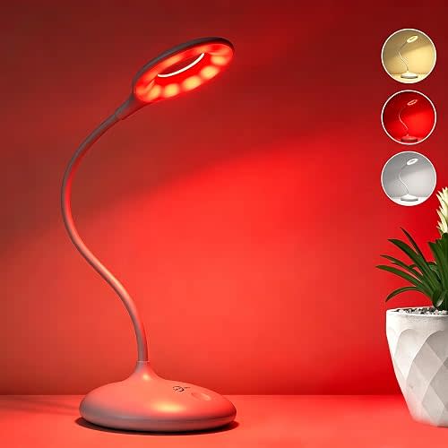 Desk Lamp with 670nm Red Light Therapy for Reading Sleep Bedroom