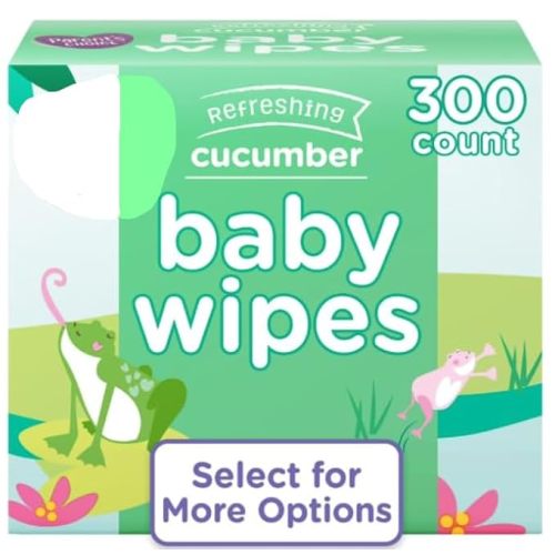 Parents Choice Refreshing Cucumber Scent Baby Wet Wipes Infused with Vitamin E and Aloe, 300 Count (Value Pack Includes 3 100-Count Packages) - 1 Pack