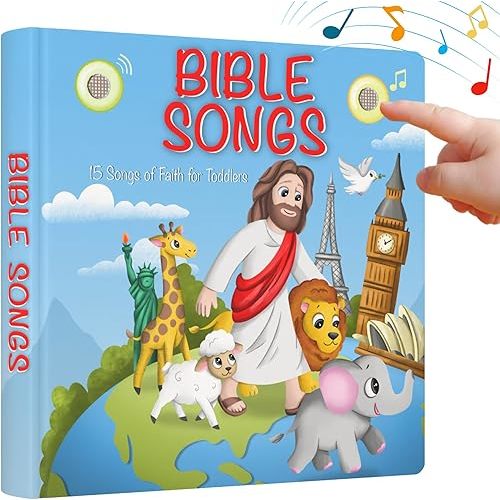 LEARNING BUGS Christian Bible Songs – 15 Songs of Faith for Little Ones, Musical Books for Toddlers, 28-Button Music Book, Musical Toys for Toddlers 1-3