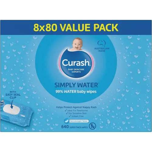 Curash Simply Water Baby Wipes 8 x 80 Value Pack : Amazon.com.au: Baby