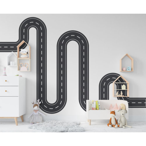 Isabelle & Max™ Road Wind Wall Decal Highway Vinyl Sticker Track Route Wall Decor Kids Playroom Room Wall Art Automotive Bedroom Mural Sticker 351RS | Wayfair