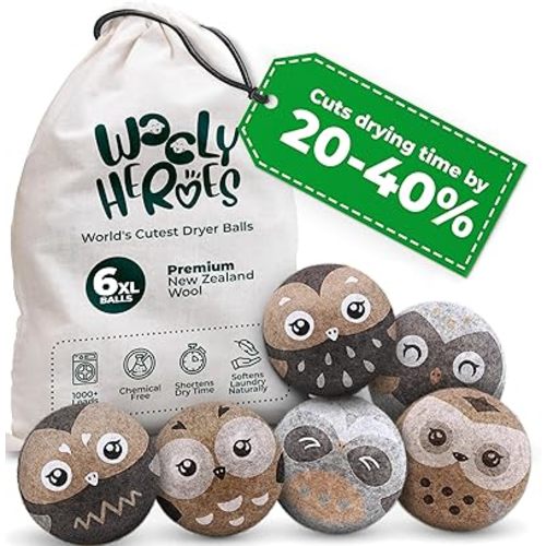 No More Dryer Sheets! XL Wool Dryer Balls 6-Pack, Reusable Laundry Softener & Static Reducer, Eco-Friendly, Long-Lasting, Safe for Sensitive Skin