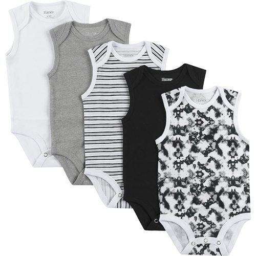 Hanes Baby Baby Bodysuits, Ultimate Baby Flexy Bodysuits, Infant Sleeveless Bodysuit, 5-pack