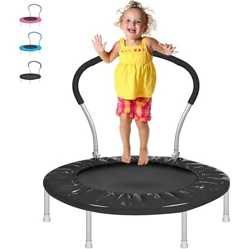 36-Inch Kids Trampoline with Handle - Indoor Mini Tranpoline for Toddlers, Small Fitness Rebounder for Indoor and Outdoor Use