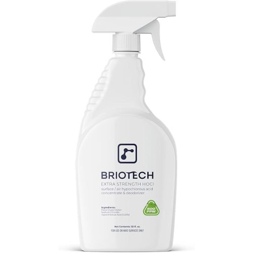 BRIOTECH Extra Strength HOCl Cleaner, 500 PPM Hypochlorous Acid Concentrate, ULV Foggers & Humidifiers, Professional Deodorizer for Dental, Offices, Schools, Homes, Peroxide Free, 32 fl oz