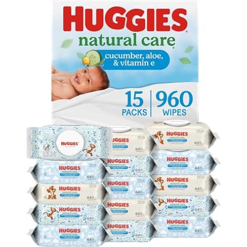 Huggies Natural Care Cucumber, Aloe & Vitamin E Wipes, 15 Packs, 960 Wipes