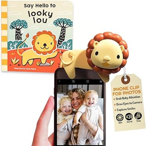 Looky Lou Phone Clip & Storybook Bundle for Baby Pictures, Newborn Photography, Monthly Milestones, Photoshoot Props & First Birthdays - New Parent, Grandparent, Shower, Registry