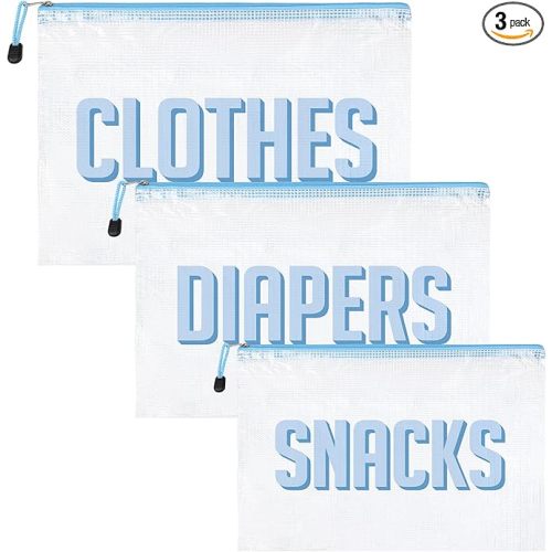 3pcs Hospital Bag Organizing Pouches for Labor and Delivery, Maternity Essentials Diaper Bag Organizer for Mom Travel - Blue/White