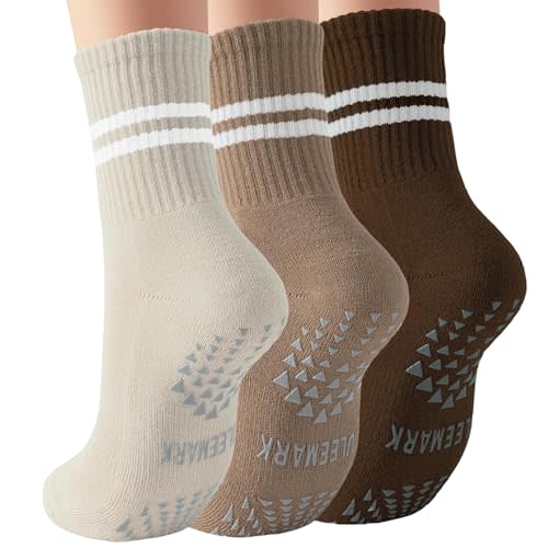 ULEEMARK Womens Pilates Non slip Yoga Socks Dance Gym Exercise Ankle Socks