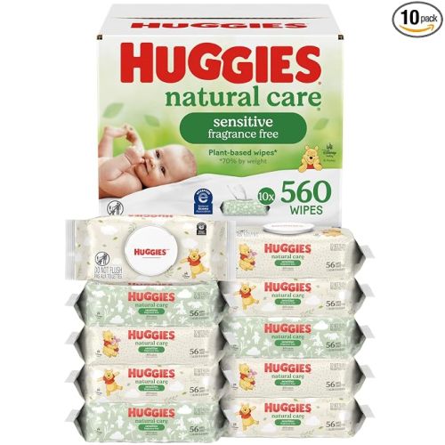 Huggies Sensitive Baby Wipes, Unscented, 10 Packs, 560 Wipes