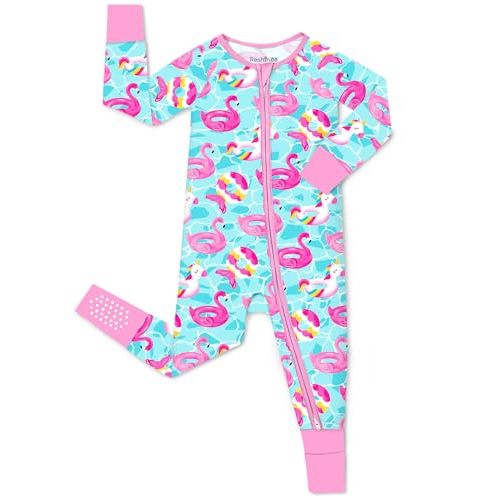babee Reshinee Viscose Derived from Bamboo Baby Footie Pajamas Convertible Newborn Sleeper for Baby Girl Zipper Onesie 0-24M