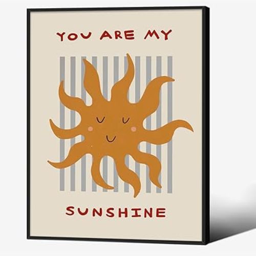 You Are My Sunshine Quotes Wall Art Trendy Cute Kids Poster 08x10 inch Black Framed Positive Affirmations Canvas Prints for Toddler Bedroom Home Wall Decor