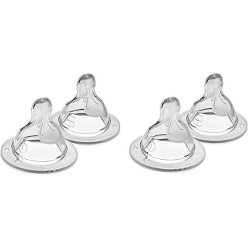 MAM Bottle Nipples Slow Flow Nipple Level 1, for Newborns and Older, SkinSoft Silicone Nipples for Baby Bottles, Fits All MAM Bottles, 4 Pack