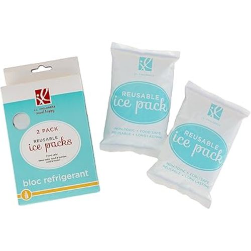 J.L. Childress Reusable Ice Packs - Breast Milk Ice Packs for Cooler & Lunch Boxes, Freezer Blocks for Baby Bottle Storage Bags, Food Safe, Keeps Drinks Cold, Refreezable - 2-Pack
