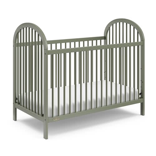 Graco Olivia 3-in-1 Convertible Crib – GREENGUARD Gold Certified, 100% Solid Wood, Fits Standard Baby Crib Mattress, Converts to Toddler Bed and Daybed, 4 Adjustable Mattress Heights (Olive)