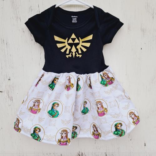Zelda Onsie Link baby or toddler tshirt dress , band ,y2k, video game, shower gift, custom made in 2-3 weeks Legend