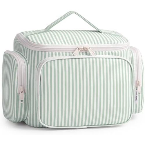 Narwey Hanging Travel Toiletry Bag for Women, Large Makeup Bag, Wide Open Cosmetic Bag, Multiple Organized Pocket, Wet Pocket for Towel, Portable Bathroom Travel Bag for Toiletries, Essentials
