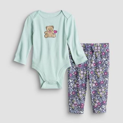 Baby Girl Jumping Beans® 2-Piece Long Sleeve Bodysuit & Pants Set