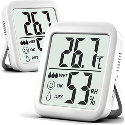 Antonki 2-Pack Hygrometer Indoor Thermometer Room Thermometer Indoor Digital Temperature and Humidity Monitor Humidity Sensor Meter for Home Terrarium Incubator Greenhouse - Battery Included