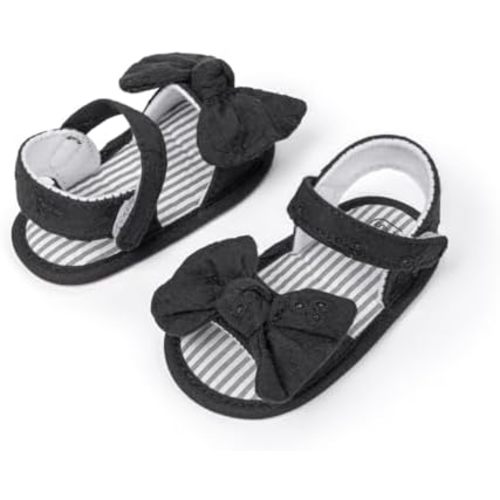 Miamooi Infant Baby Girls Boys Sandals Summer Bowknot Crib Shoes Toddler Pu Leather Flower Soft Rubber Sole Dress Flats First Walker Shoes