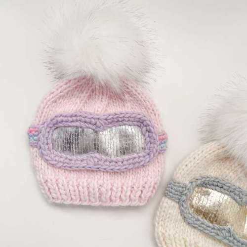 Ski Goggle Hand-Knit Hat, Pink, Lavender & Silver - The Blueberry Hill | Maisonette