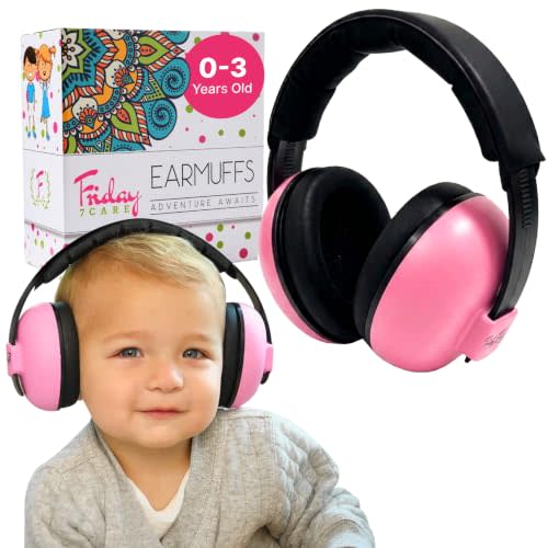 Friday 7Care Baby Headphones - Baby Ear Protection, Noise Cancelling Headphones with Adjustable Headband for Ages 0-3 Years, Pink