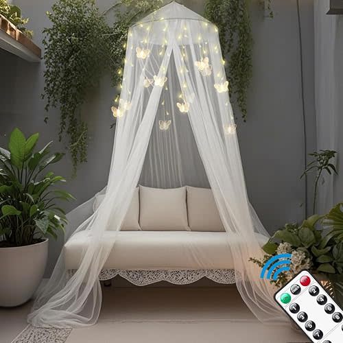 Bed Canopy for Girls or Adults w/WarmWhite Butterfly Lights DreamRoom