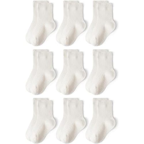 Baby Toddler Essentials Non-Slip Crew Socks for Unisex Boys Girls