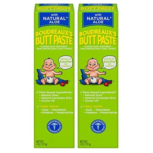 Boudreaux's Butt Paste With Natural Aloe Diaper Rash Ointment, 4 Oz, 2 Pack