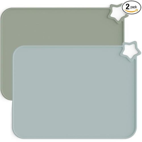 Moonkie Silicone Placemats for Baby & Kid, Stain-Proof Non-Slip Toddler Food Mats Eating Table Mat with 2 Packs
