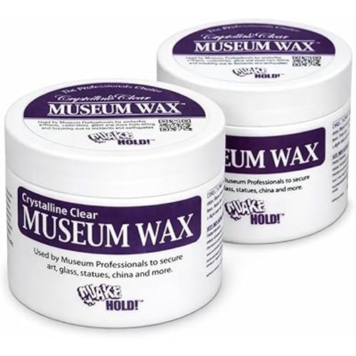 QuakeHold! Museum Wax, 2 oz (2-Pack) for Collectibles, Figurines, Antiques, Vases, Crystal, Frames and Decor, Removable Earthquake Putty for Securing Objects on Tables and Shelves, Adhesive Wax