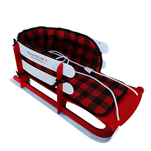 Snow Sled for Toddlers, with Cushion Pad and Seat Belt Red