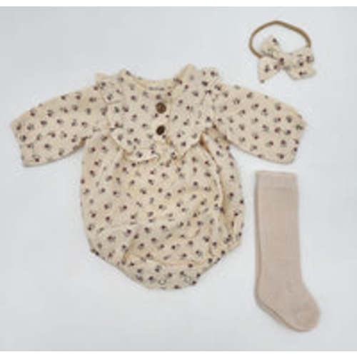 Claudia Soft Cotton Romper Set – Olive and Cradle