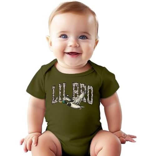 Olive Loves Apple Camo Lil Bro Baby Bodysuit Duck Hunting Boys Snap One-Piece