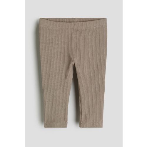 Ribbed Cotton Leggings, Taupe