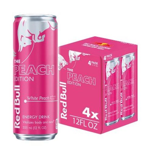 Red Bull Peach Edition Energy Drink - White Peach - 4pk/12 fl oz Cans: Low Fat, No Artificial Flavors, Caffeinated