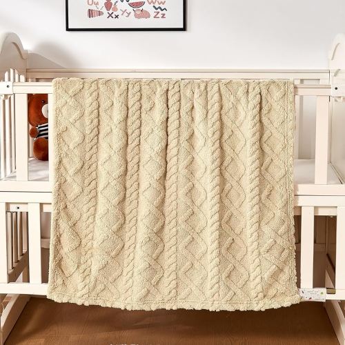 Sherpa Fleece Baby Blanket, Ultra Soft Fluffy Premium Baby Blankets for Boys Girls, Cozy Infant Toddler Newborn Receiving Blankets for Crib Stroller 30”×40” (Khaki)