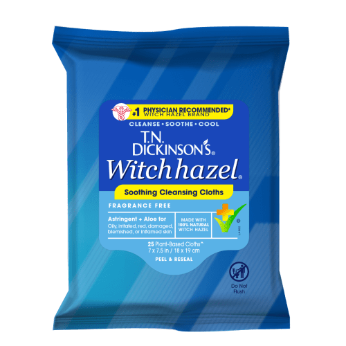 T.N. Dickinson's Witch Hazel Cleansing Cloths, 25 Count HSA/FSA Eligible