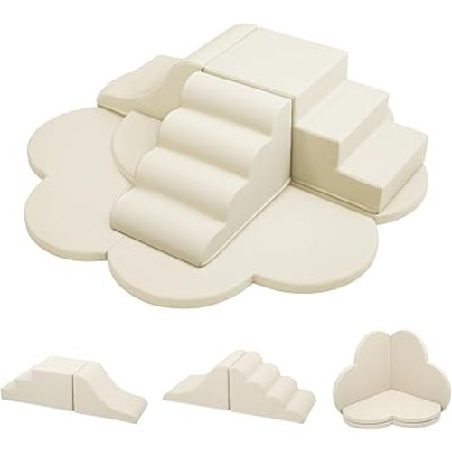 Merax Indoor Climbing Toys for Toddlers, 6-Piece Soft Foam Climbing Blocks Climb & Slide Soft Play Set