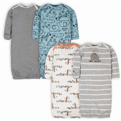 Gerber Baby Neutral Lap Shoulder Gowns, 4-Pack, Preemie-0/6 Months